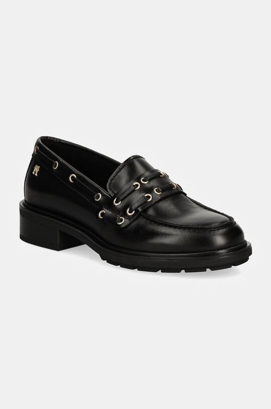 NAUTICAL EYELETS LEATHER LOAFER кожаные мокасины Tommy Hilfiger, черный
