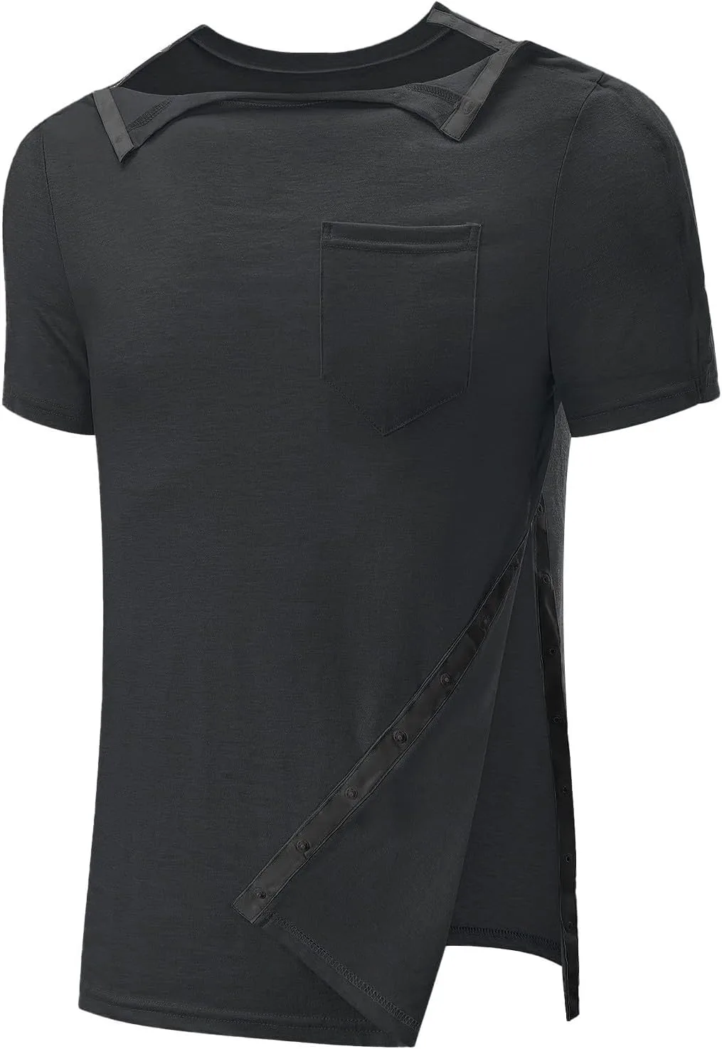 

Мужская рубашка для восстановления после операции на плече — удобная с коротким рукавом и застежкой на кнопках