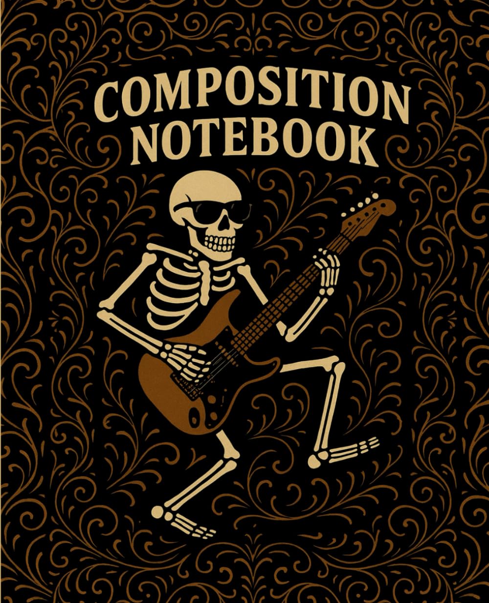 

Funny Skeleton Halloween composition Notebook: College-Ruled Journal 120 Pages Funny Skeleton Guitarist Design for School, Notes, and Creative Writing (Independently published)