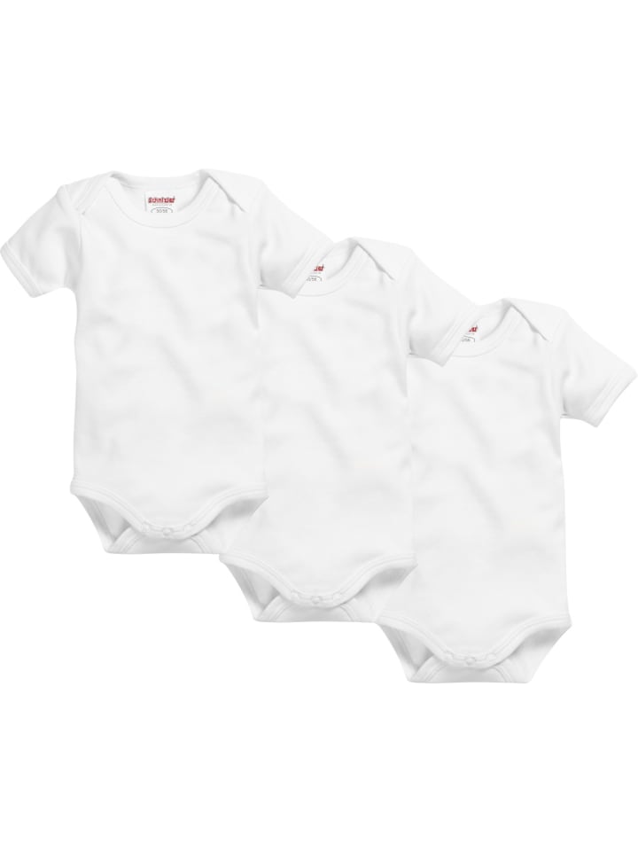 

Schnizler Комплект из 3 боди с рукавами 1/4, однотонные, белые