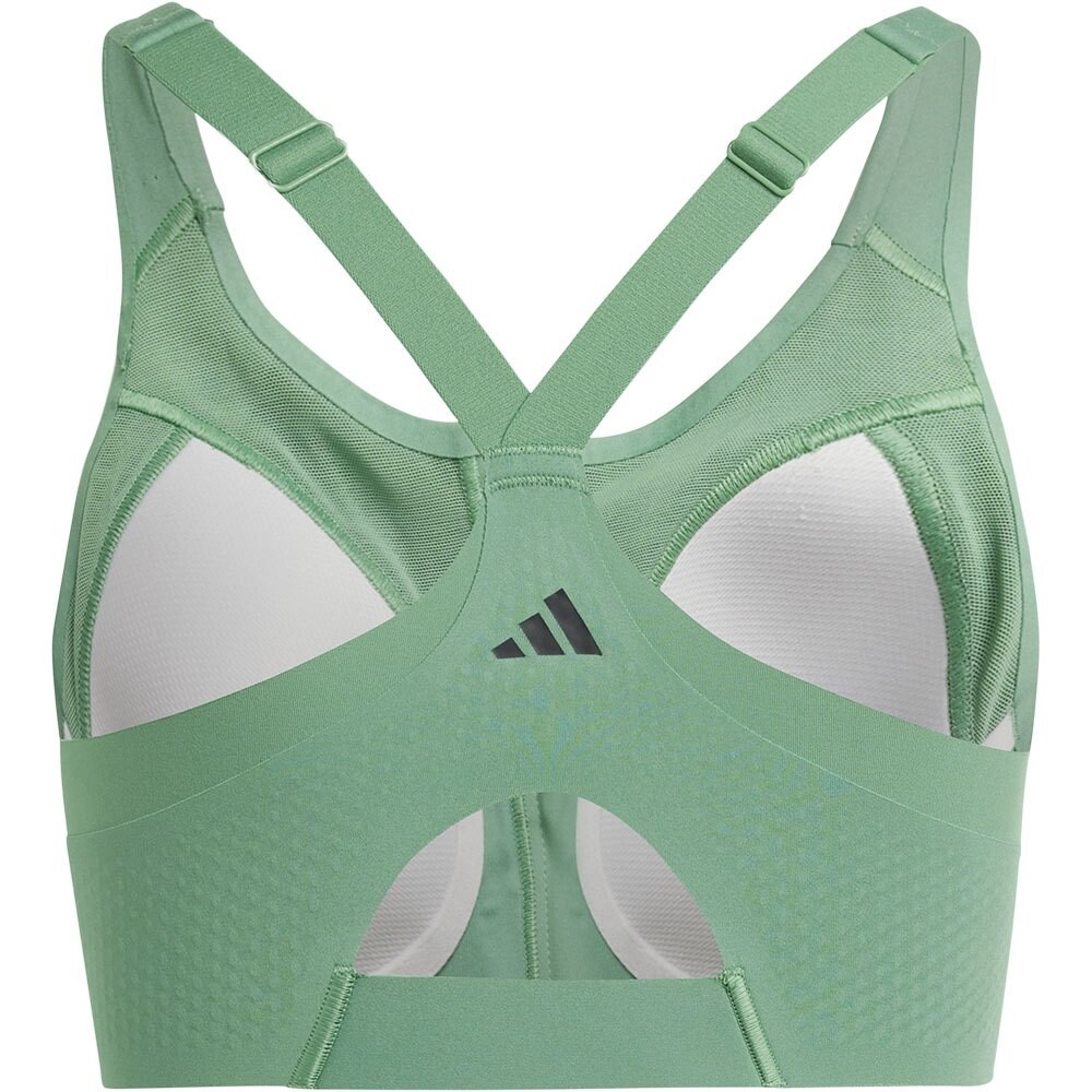 Спортивный бюстгальтер adidas TLRD Impact Luxe Zip, зеленый — фото 2