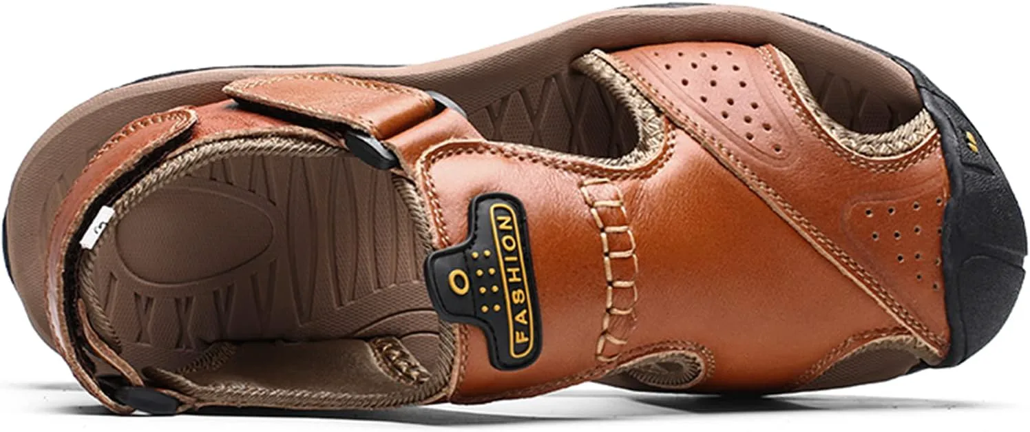 

Мужские уличные сандалии Cmadolrs, кожаные спортивные сандалии, легкие повседневные пляжные туфли для мужчин, открытые водные сандалии, светло-коричневый