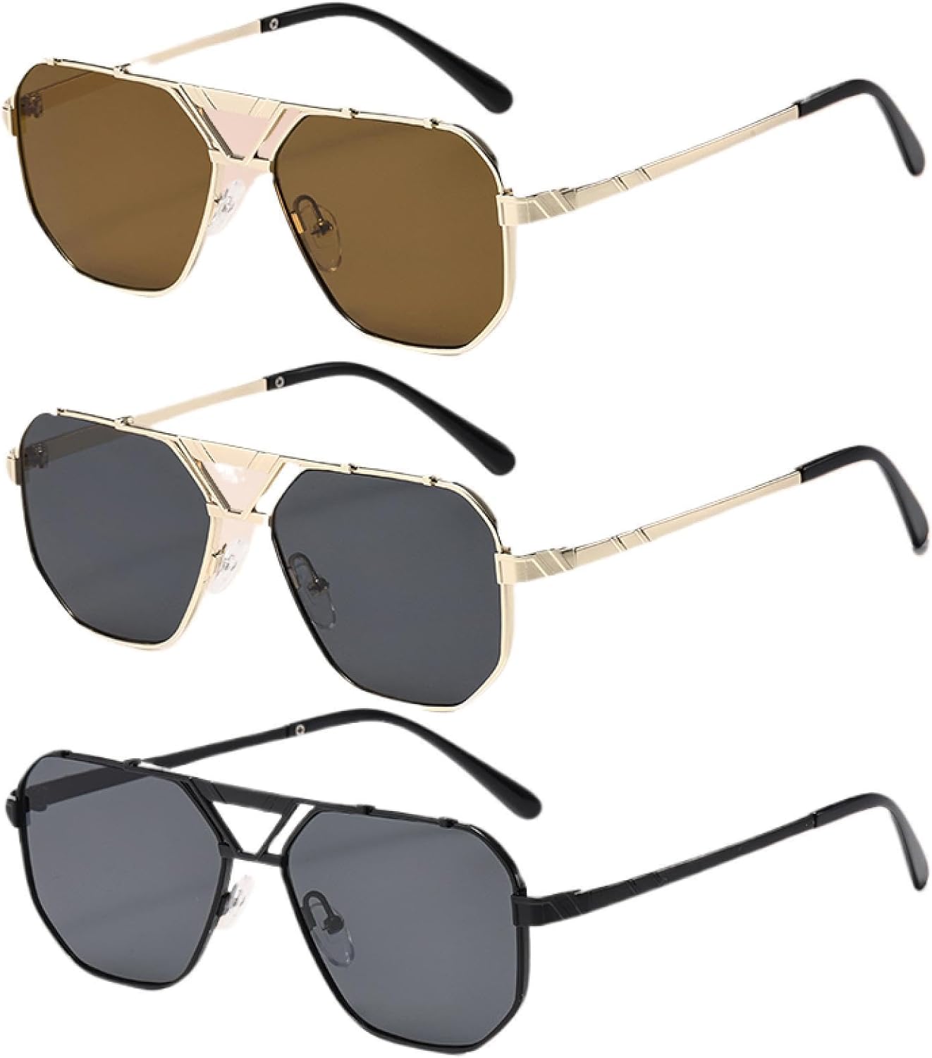 

Солнцезащитные очки с защитой UV400 | Металлические двойные перемычки, градиентные линзы | Для женщин и мужчин, для занятий спортом на открытом воздухе и вождения DSVIGF, 3pcs Z04a