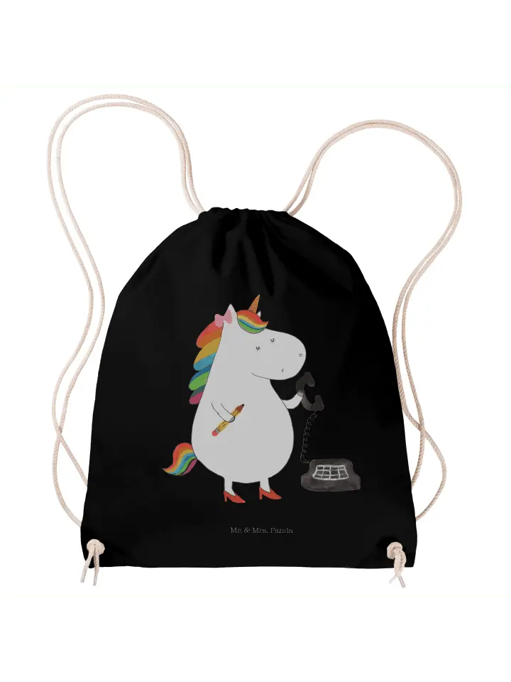 

Спортивная сумка Mr & Mrs Panda Sportbeutel Einhorn Sekretärin ohne Spruch, черный