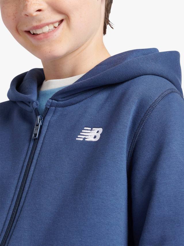 Детская худи с молнией и маленьким логотипом New Balance, Navy — фото 4