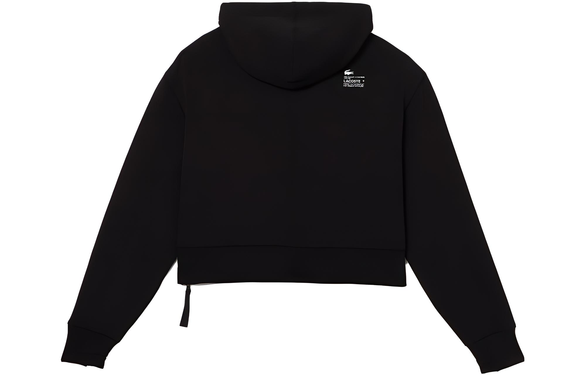 Толстовка LACOSTE с вышитым логотипом и прорезью для большого пальца, черный — фото 3