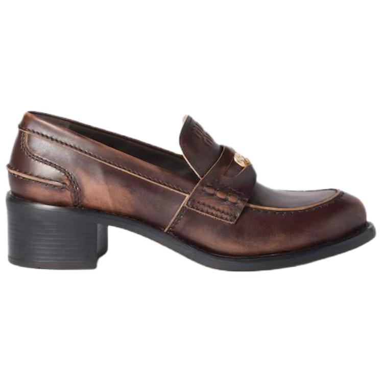 Декольские лоферы 5см women's brown MIU MIU, Original Shoe Box Included — фото 3