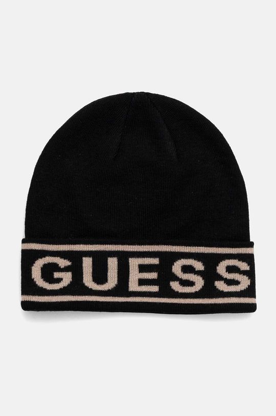 

Шапка Logo BEANIE из смесовой шерсти Guess, черный