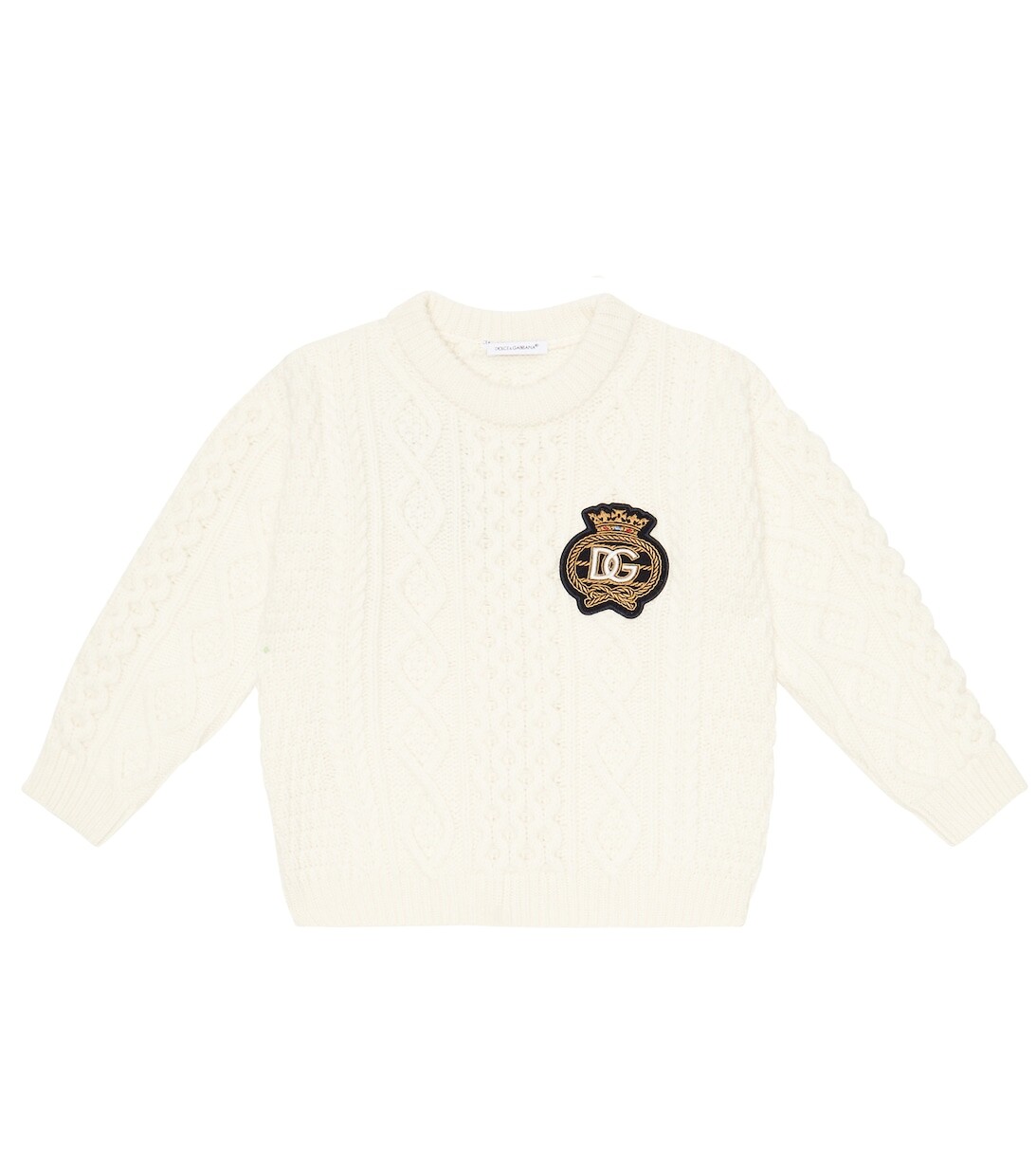 

Шерстяной свитер фактурной вязки с логотипом Dolce&Gabbana, белый