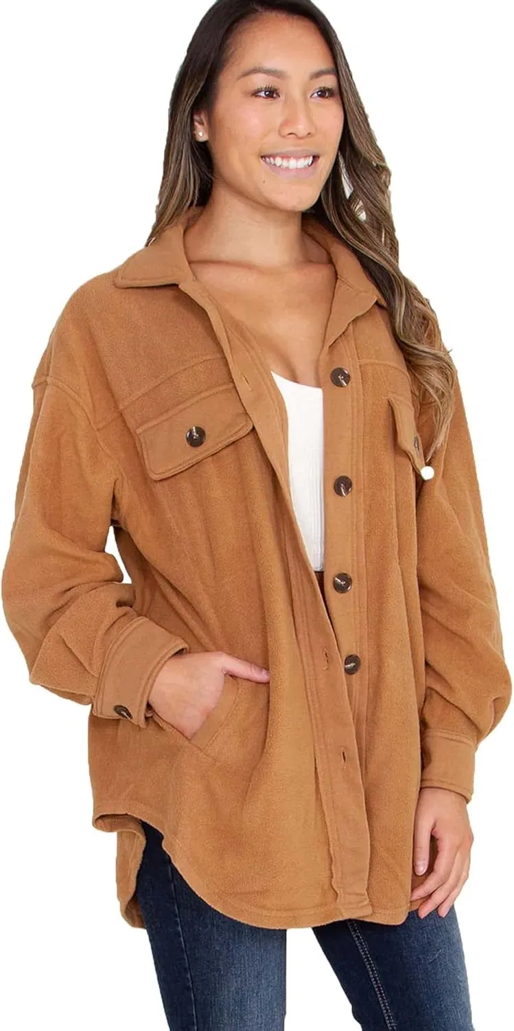 Куртка-шакет Sunshine Fleece с карманами Generic, коричневый — фото 2