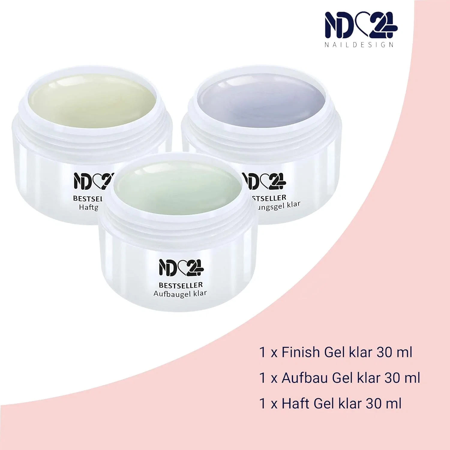 Набор гелей для наращивания ногтей 3x5 мл от Gel Value Pack Set Nd24 Naildesign, Clear — фото 2