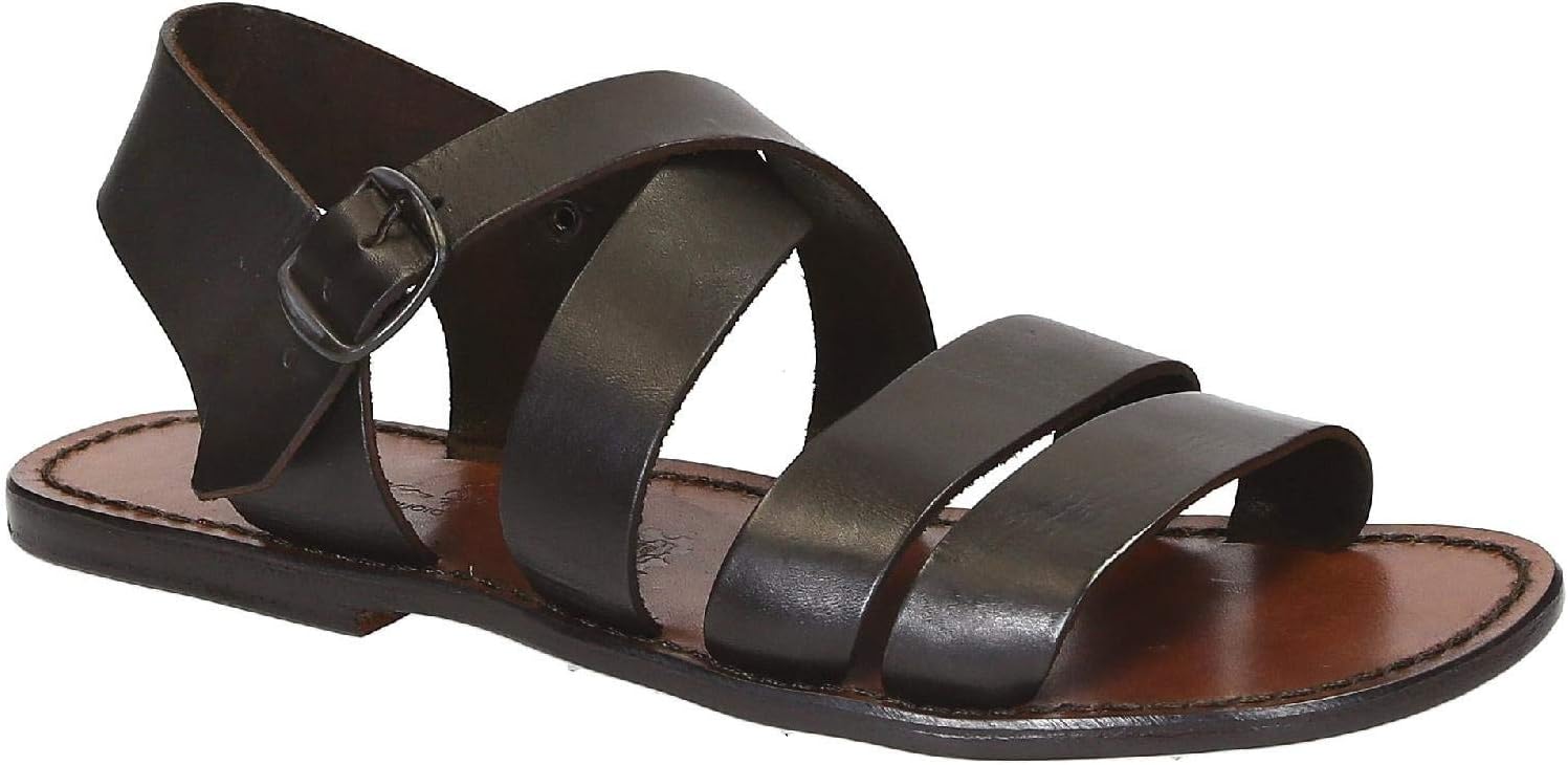 

Gianluca - L'artigiano del cuoio Ручная работа в Италии мужские сандалии из темно-коричневой кожи