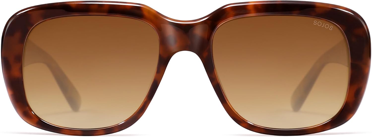 

Классические прямоугольные поляризованные солнцезащитные очки SOJOS для женщин и мужчин в модном стиле 90-х годов с квадратной оправой SJ2635, Brown Tortoise Frame/Brown Lens