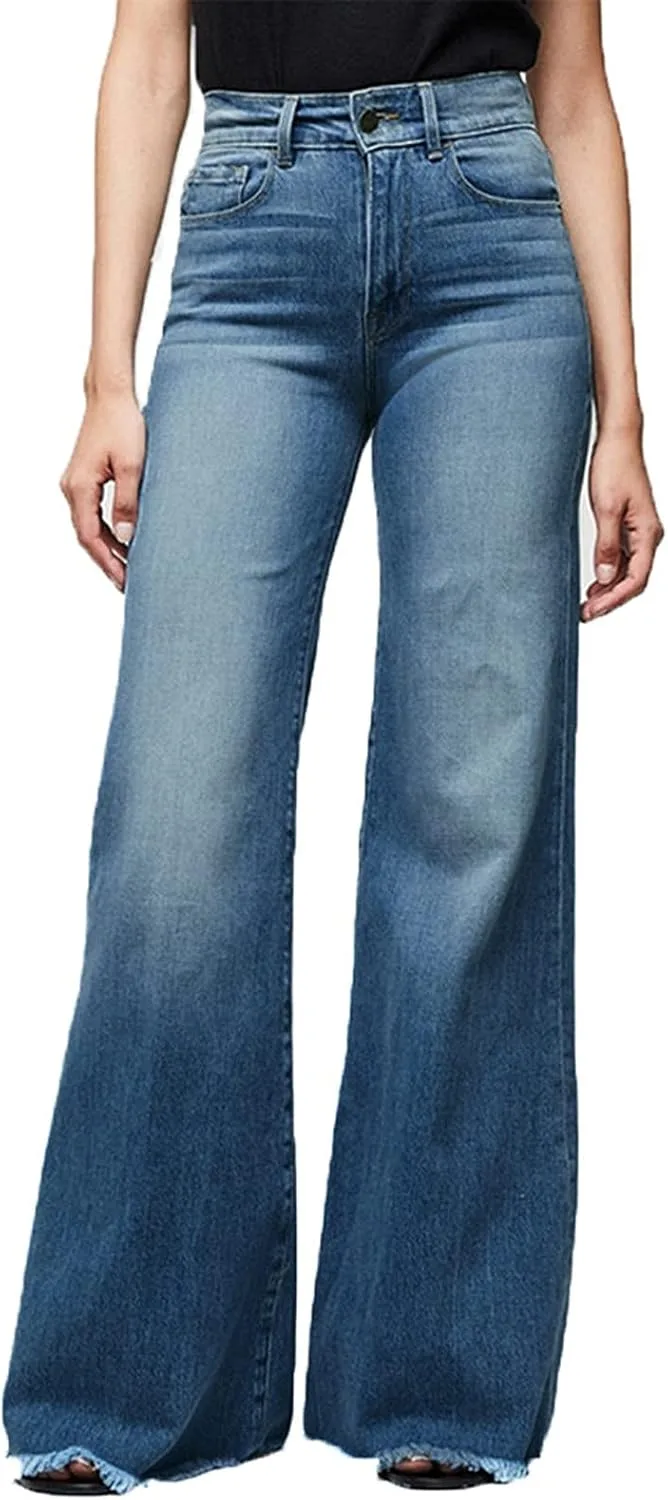 

FRMUIC Bell Bottom джинсы для женщин, High Waisted, Wide Leg