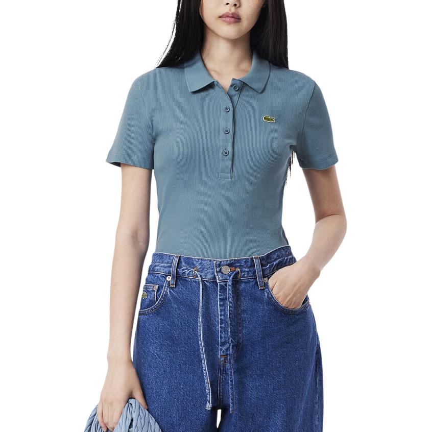Поло Lacoste Рифленая, синий — фото 4
