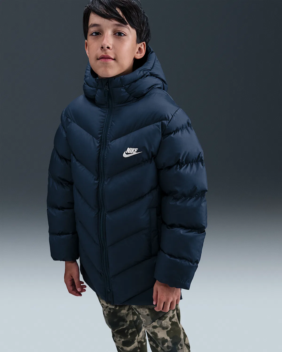Детская куртка-пуховик Nike Sportswear All Day Play Therma-FIT, Midnight Navy/White — фото 3