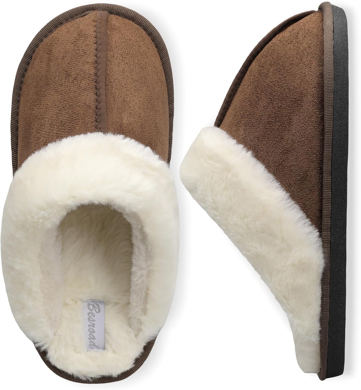 

Мужские тапочки Besroad с эффектом памяти, теплые пушистые домашние шлепанцы для спальни, для дома и улицы, Coffee