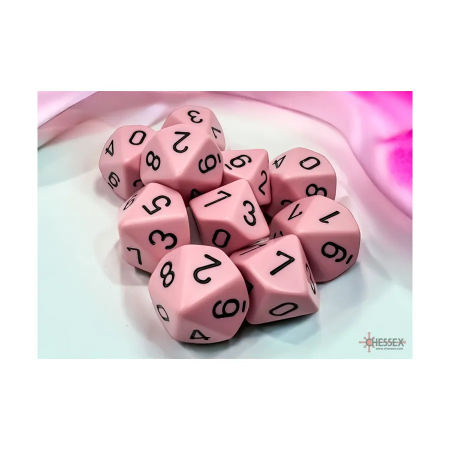 

d10 Розовый с черным (10), Dice - Opaque Pastel (Chessex)