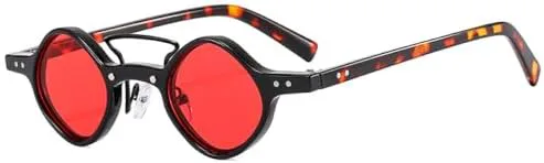 

Женские солнцезащитные очки ретро, квадратные, с двойной перемычкой, прозрачные линзы цвета океана, UV400. Мужские панк-очки с заклепками, черный леопард/красный