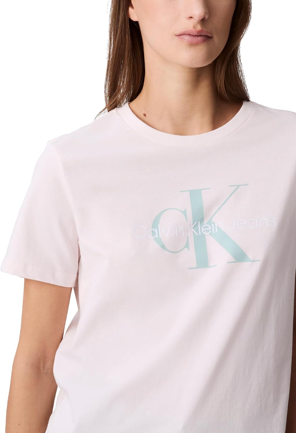 Женская футболка с круглым вырезом и монограммой Calvin Klein, Pearl — фото 4