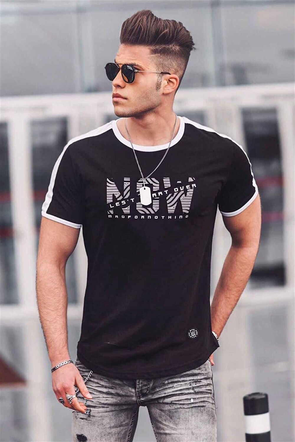 

Черная мужская футболка с вышивкой 4564 MADMEXT, Черный, Черная мужская футболка с вышивкой 4564 MADMEXT