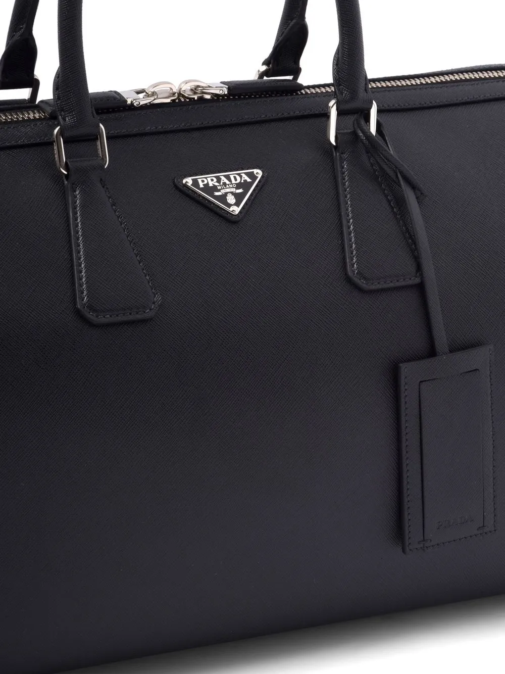 Дорожная сумка из сафьяновой кожи Prada, черный — фото 4