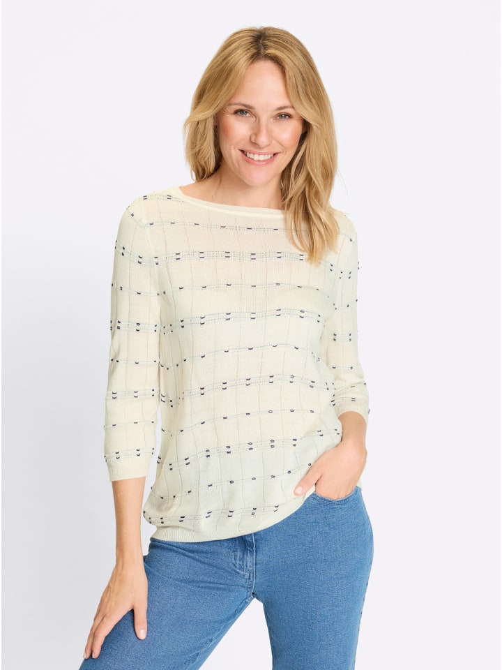 

Свитер с рукавами 3/4 в цвете экрю и темно-синем Sieh an!