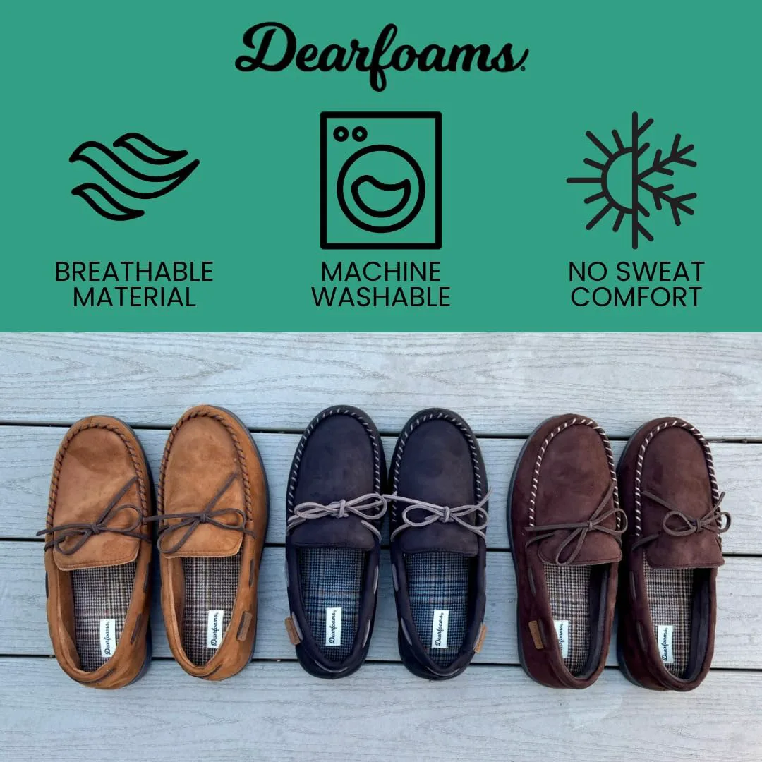 Мужские мокасины Dearfoams из микросуэда с завязками, черный — фото 4