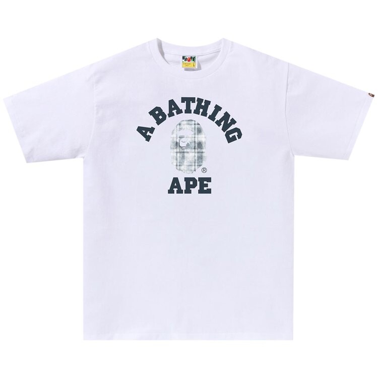 

Футболка BAPE Bleach Check College 'White', белый