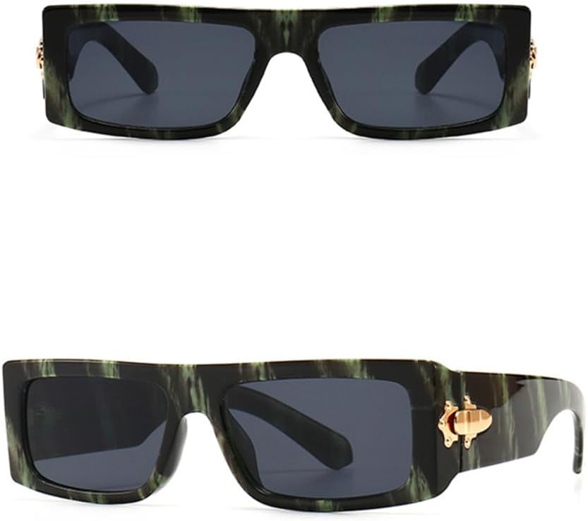 

Винтажные прямоугольные солнцезащитные очки для женщин и мужчин, маленькая оправа, плоская верхняя часть, градиентные солнцезащитные очки для женщин VFDHN, Black Green