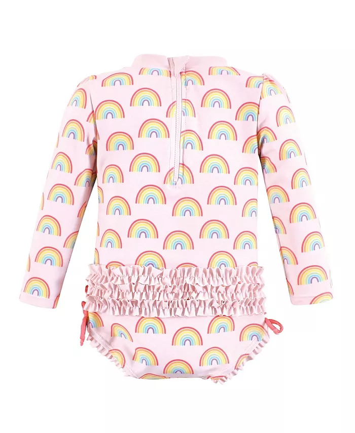 Детский купальный костюм для девочек Hudson Rashguard, Sunset Stripe, 6-9 месяцев Hudson Baby, розовый — фото 2