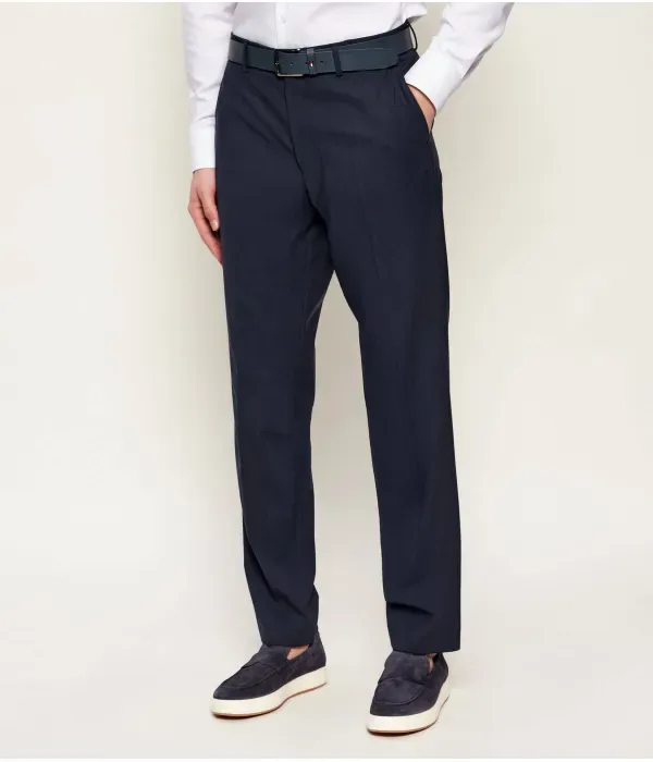 Шерстяные брюки H-Lenon-MM-224 regular fit Boss, темно-синий