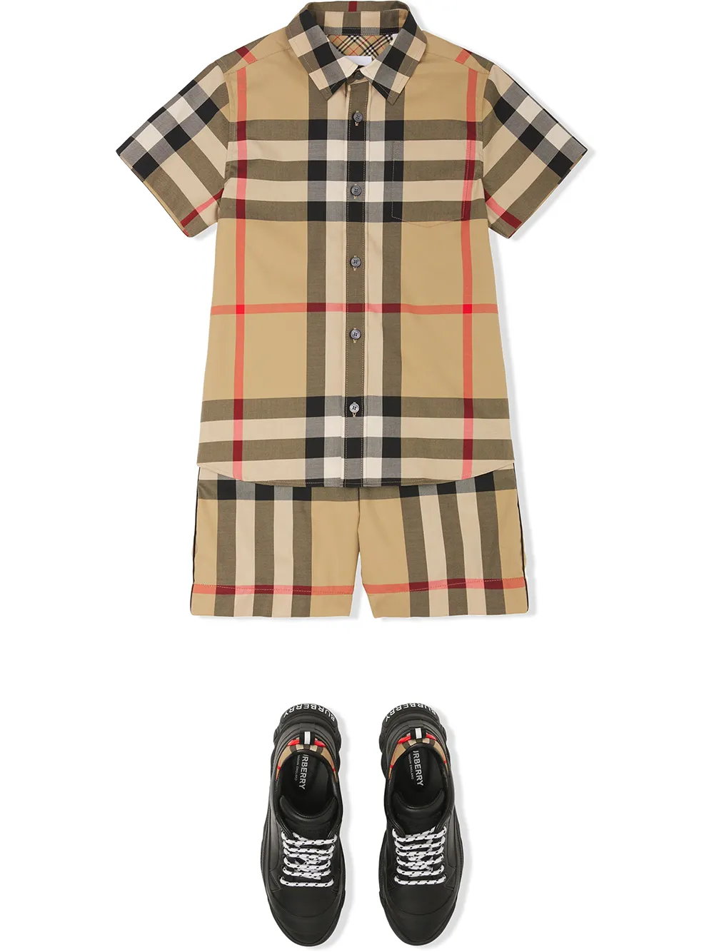 Рубашка в клетку Vintage Check BURBERRY KIDS, нейтральный — фото 2