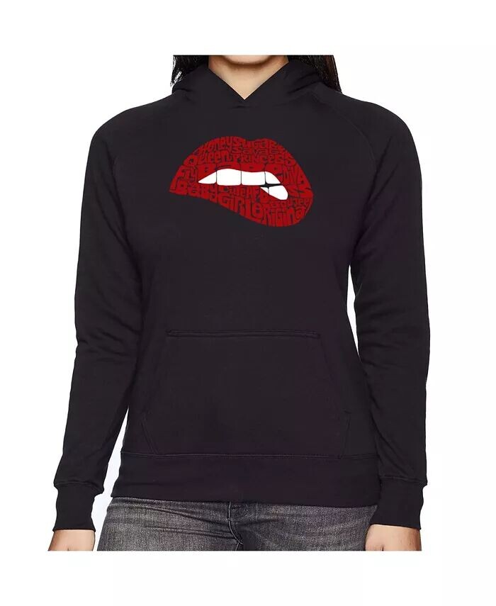 

Женская толстовка с капюшоном Word Art - Savage Lips LA Pop Art, черный
