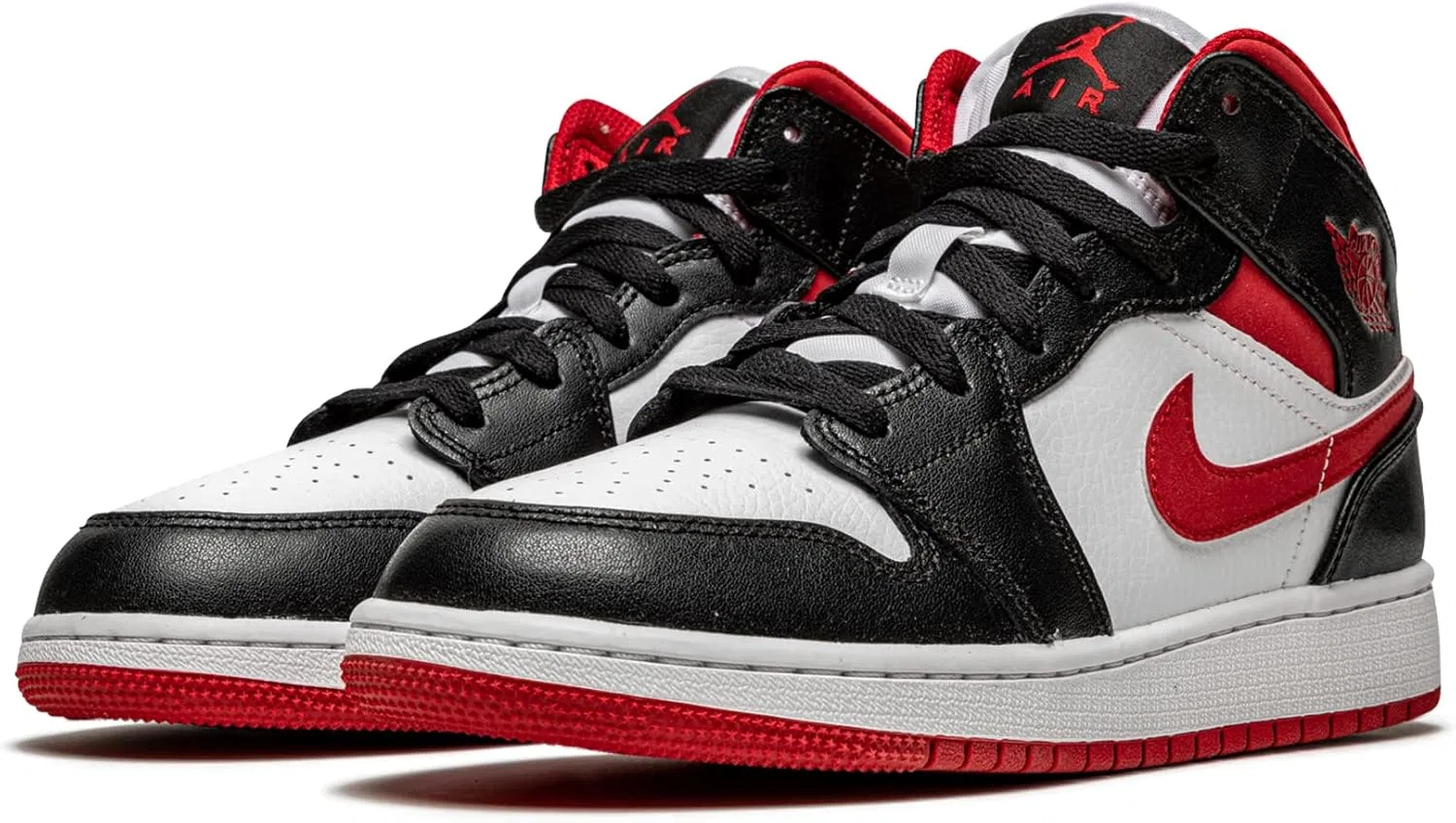 Детские кроссовки Nike Air Jordan 1 Mid Gs унисекс, Black, Fire Red, White — фото 2