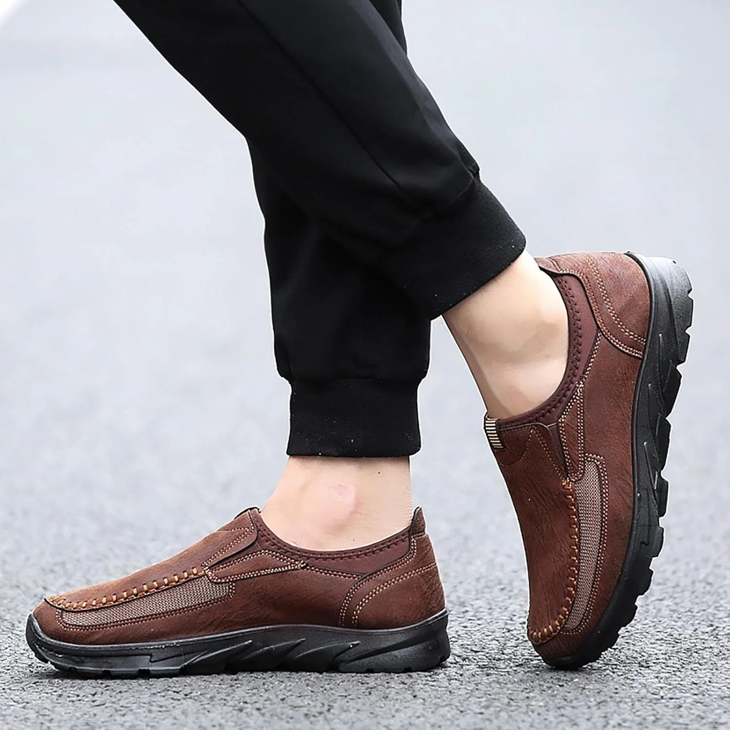 Leichte Sportschuhe, Freizeitschuhe für Herren, Sportschuhe aus Leder, Trendiges für einen aktiven Lebensstil, Кроссовки Generic, Braun — фото 4