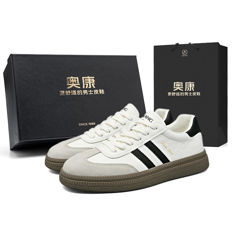

AOKANG Кроссовки Air Force One Series German Army Trainers мужские низкие черно-белые, бежево-зеленые и черно-белые, цвет Black White[Standard Sports Shoe Size]
