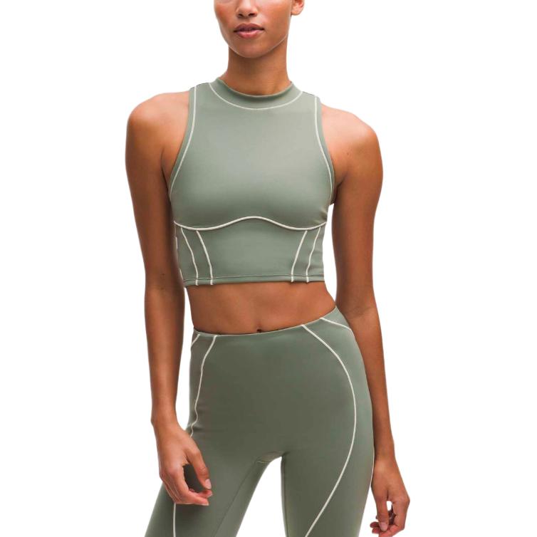 

Спортивная рубашка без рукавов для женщин с открытой спиной Lululemon, willow leaf зеленый/wilo