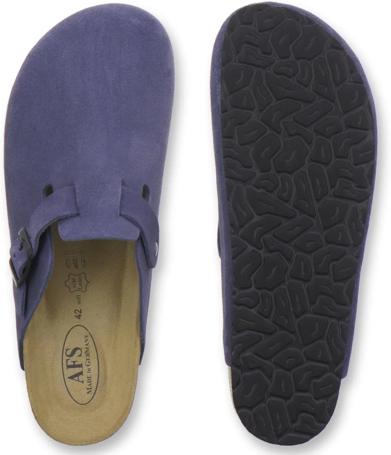 Мужские сабо AFS-Schuhe 3900, удобные домашние тапочки, кожаные тапочки, сделано в Германии, Azure — фото 4