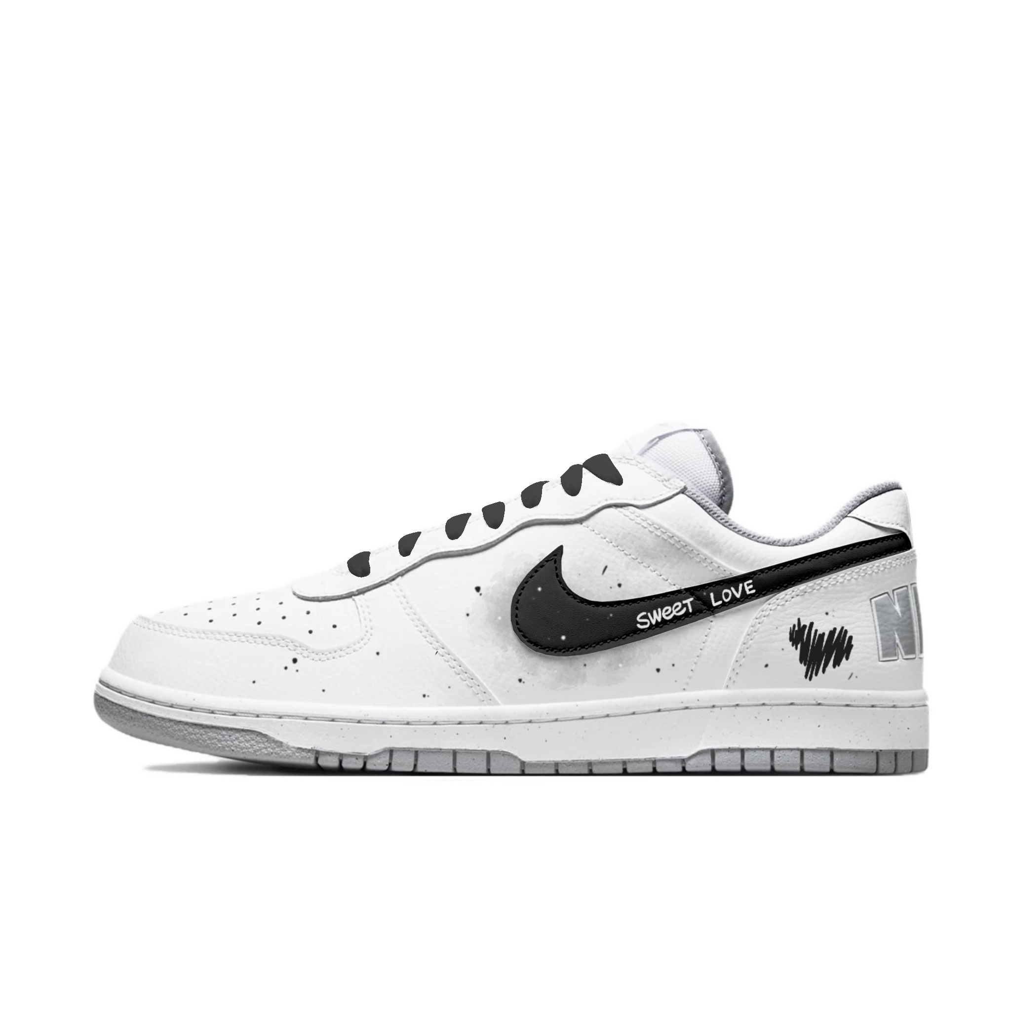 

Nike Кроссовки для скейтбординга Big Black White Meander Abrasion Resistant Breathable низкие мужские белые черные