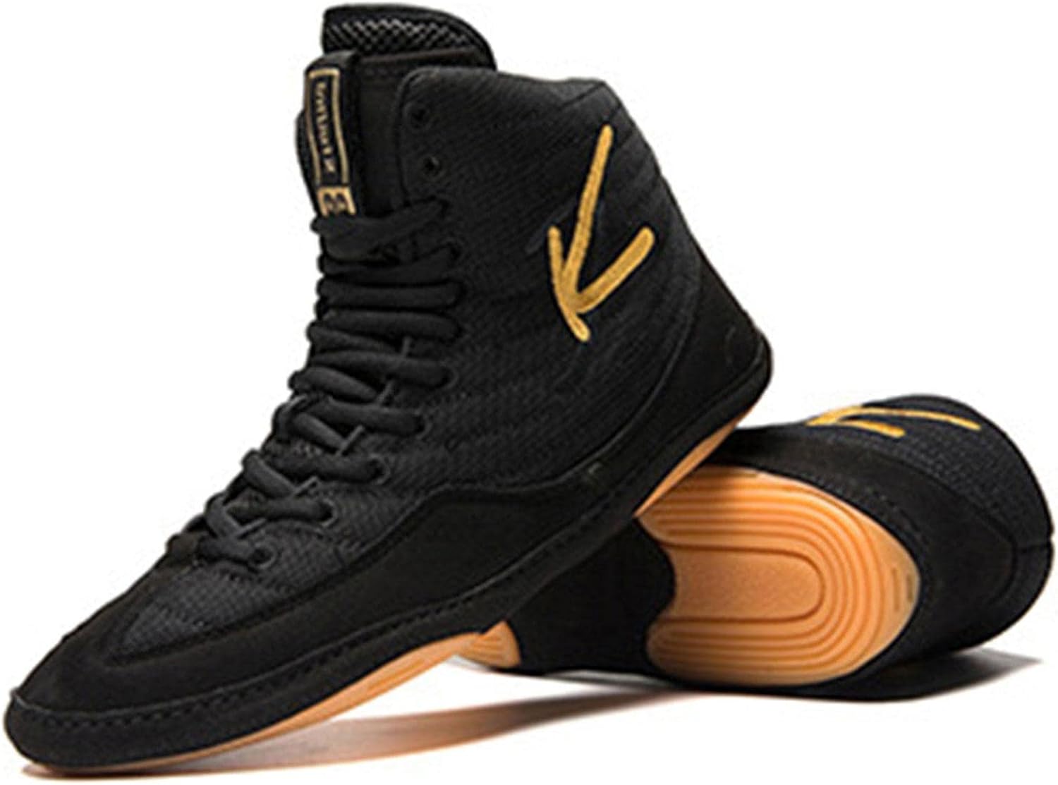 

Боксерские ботинки TECDOTO для мужчин, противоскользящие, с резиновой подошвой, дышащие тренировочные кроссовки, черные, размер 9