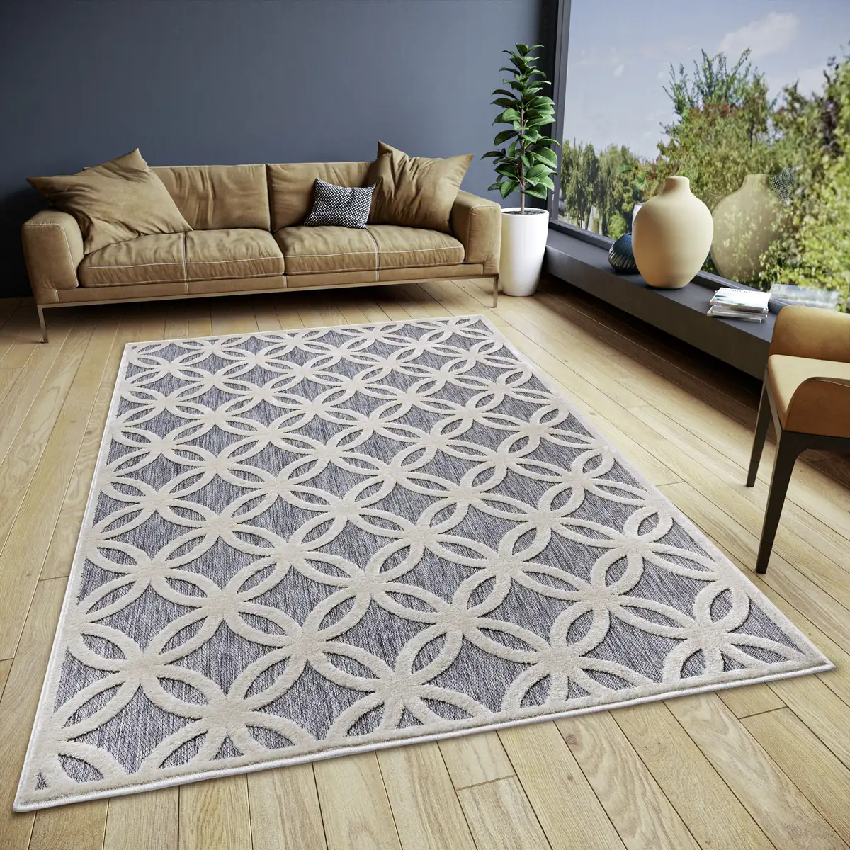 

Ковер HANSE Home "Circle", прямоугольный, износостойкий, простой в уходе, прочный, внешний вид "высокий-низкий" 160х235 см, серый/бежевый