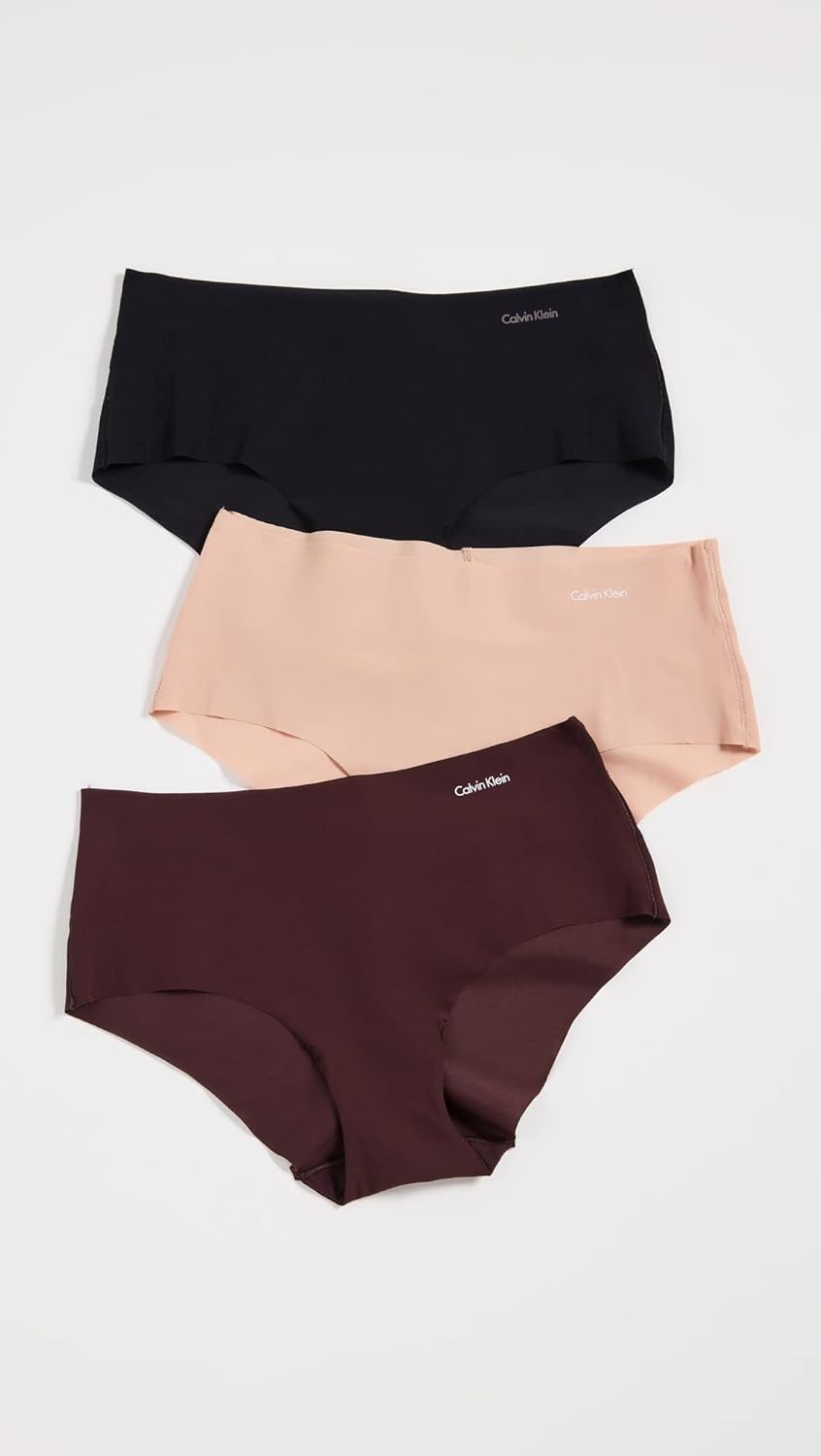 Комплект из 3 женских трусов-хипстеров Calvin Klein, Light Caramel/Power Plum/Black — фото 2