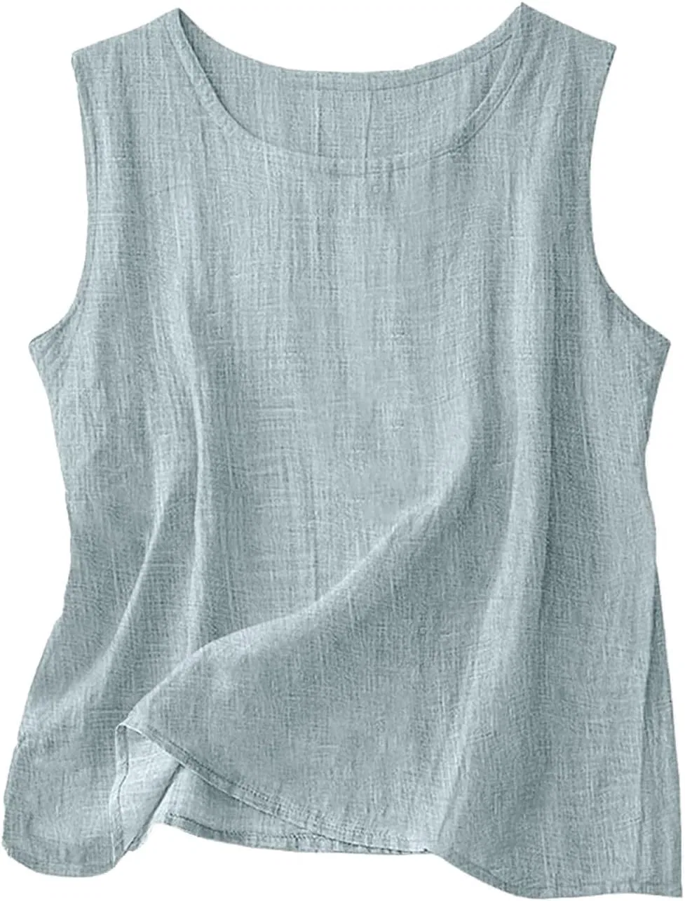 Женский топ-майка из льна и хлопка, Generic, 16-light Blue