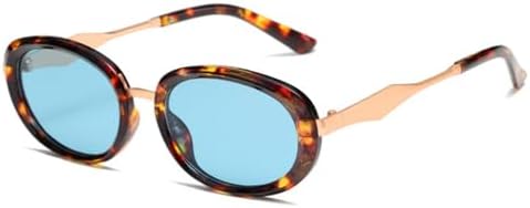 

Винтажные солнцезащитные очки 2027 года для женщин, овальные, с градиентным переходом цвета, защита от УФ-излучения UV400, для мужчин, в стиле панк MTZJH, Leopard Blue