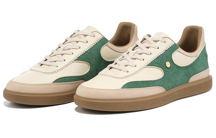 Кроссовки LI-NING 1990 Clouds Skateboarding Shoes Men Low-top Beige/Green, зеленый — фото 2