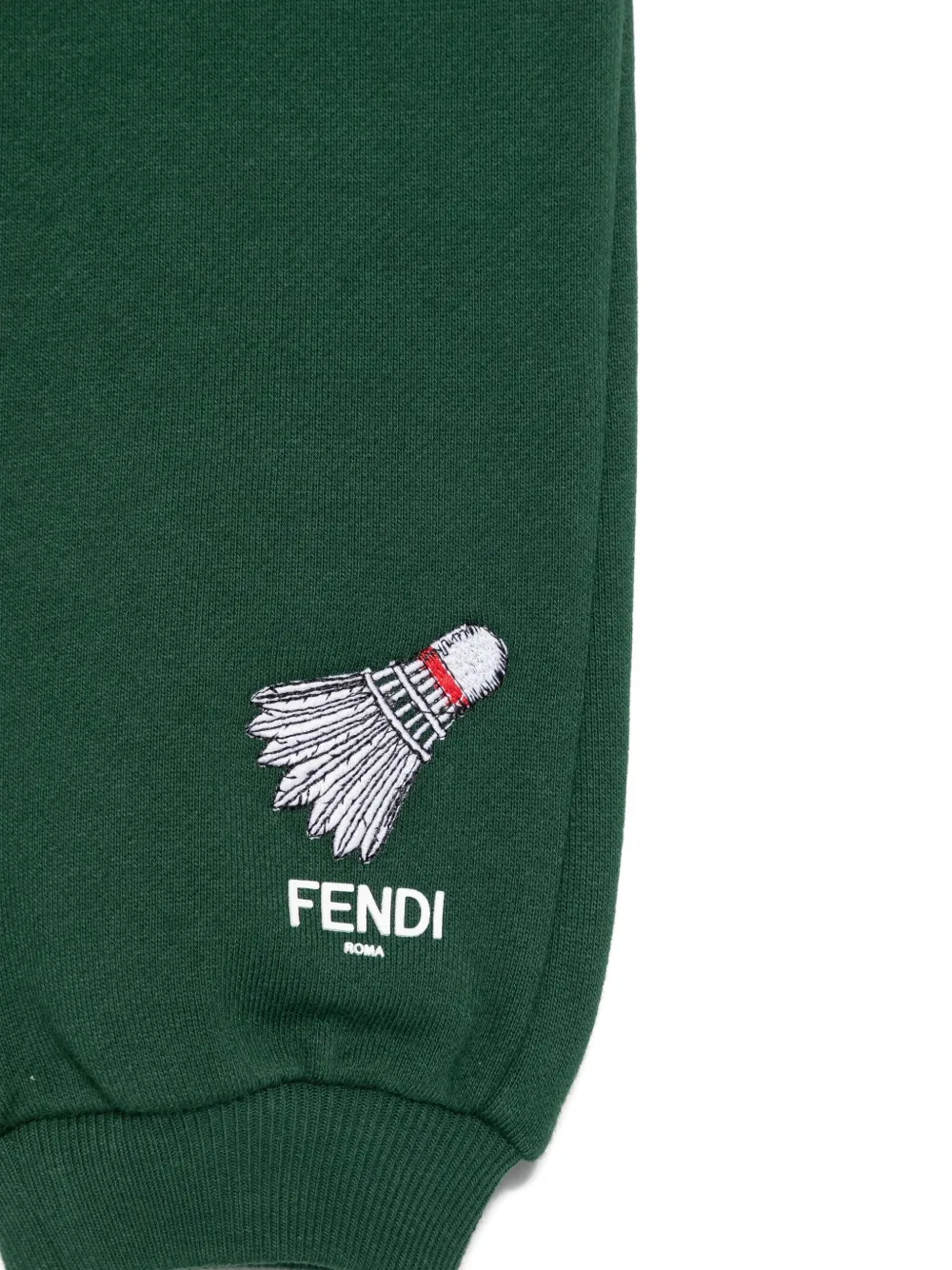 Спортивные брюки с вышитым воланом FENDI KIDS, зеленый — фото 3