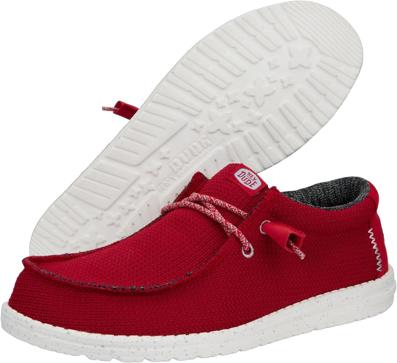 Мужские лоферы без шнурков HEYDUDE Wally Sport Mesh, темно-красный — фото 3