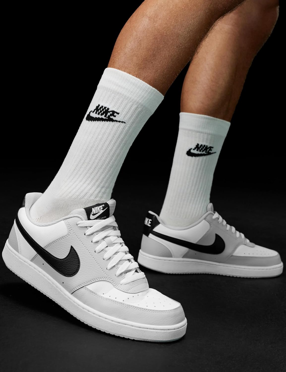 Мужские кроссовки Nike Court Vision Low, белый/черный/серый — фото 2