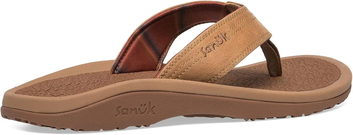 Пляжные сандалии Sanuk On the Rocks для мужчин, шлепанцы, быстросохнущие, с поддерживающей и легкой подошвой, с поддержкой свода стопы, Light Brown — фото 4